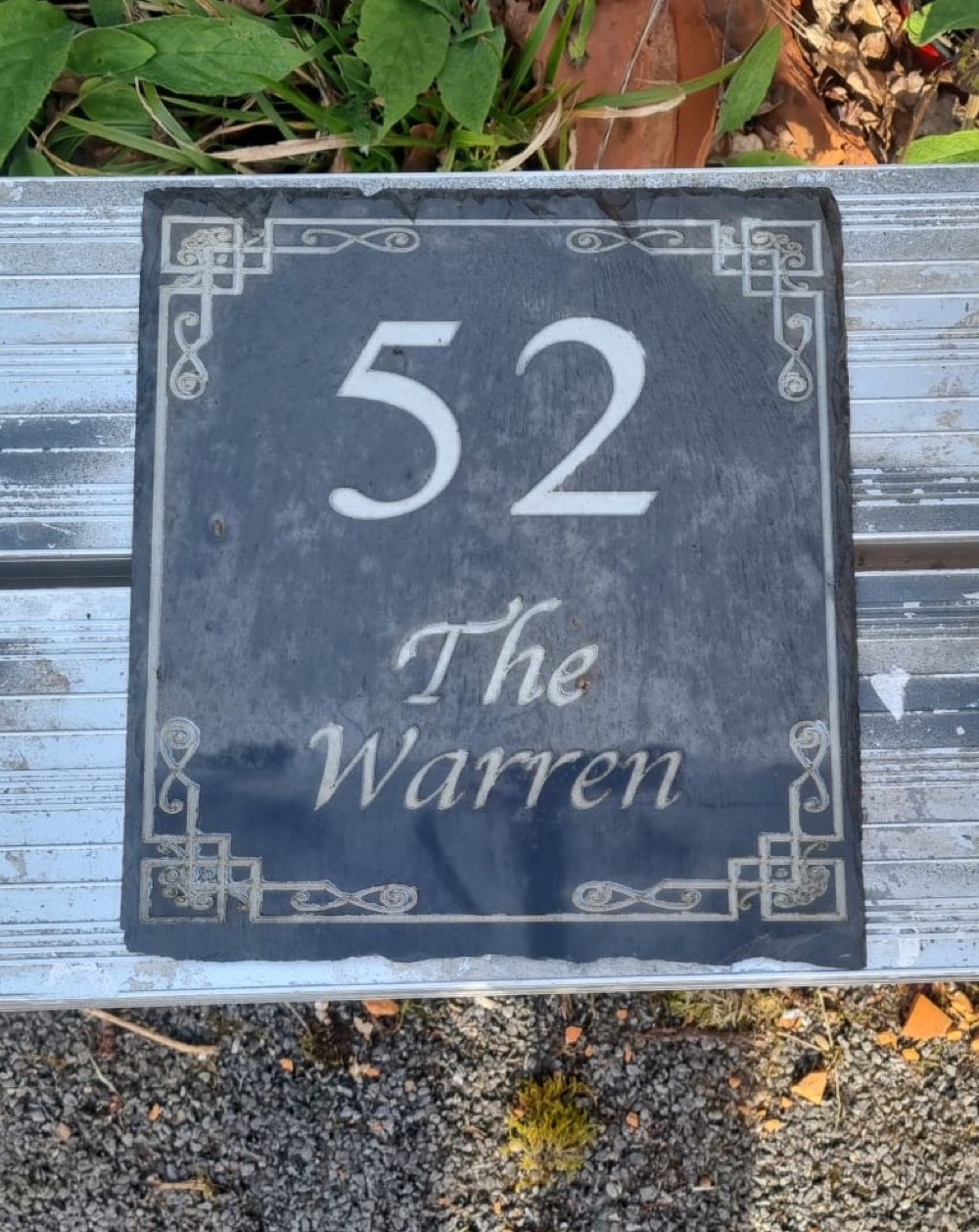 Engraved slate house sign